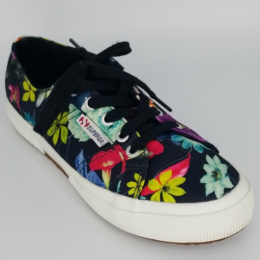 Superga Fanrasow Tropical Black Floral Sneakers Shoes 7.5